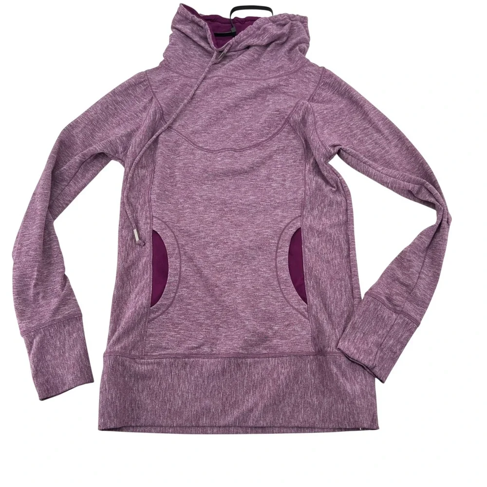 prAna Purple Heathered Cowl Neck Long Sleeve Hoodie Pullover Sweatshirt XS